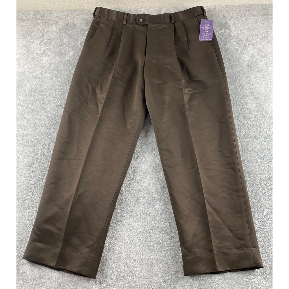 George Mens Pleated Dress Pants Brown 36x29 Easy Fit Waist GM49202 New